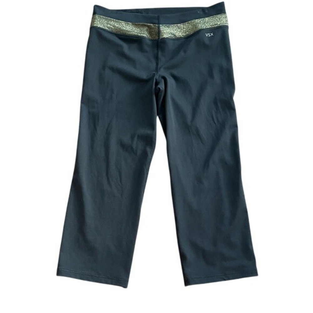 VSX Black Supermodel Capri Leggings Gold Waistband Medium